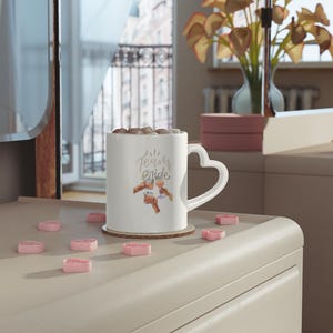 Tasse en forme de cœur : compagnon de café confortable, cadeau sucré, tasse à café, cadeau, tasse à boisson personnalisée