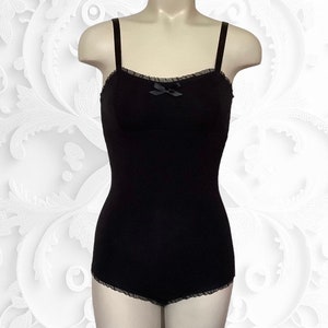 black bodysuit with black ruffle elastic & black satin bow - Lauren bodysuit in Noir