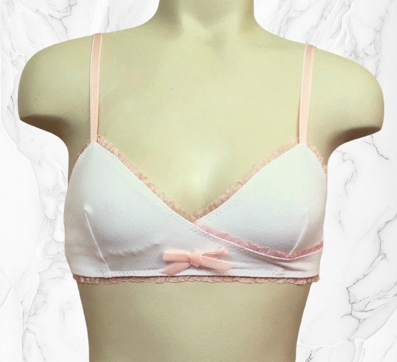 Off White Bralette, Soft Cup Bra, Organic Cotton Bra Top, off