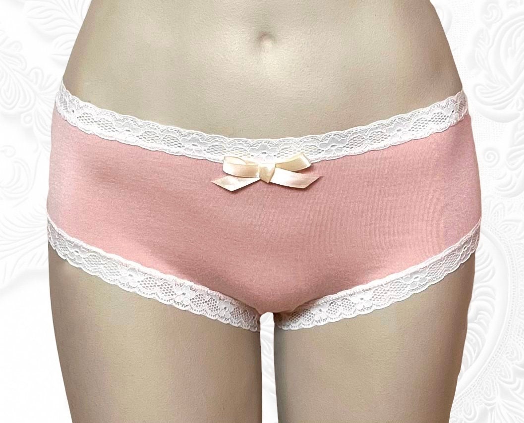 Cute Cheeky Super High Leg Silky Lace Trim Knickers Pink Satin Panties UK  18