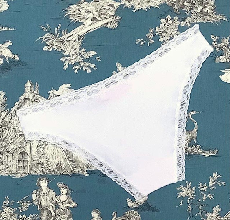 White Cotton Bikini Panties With White Lace Elastic and Pale Etsy