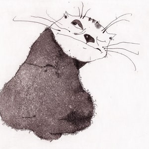 Etching cat etching cat art printmaking fine art etching original etching original art 'Oleg' image 1