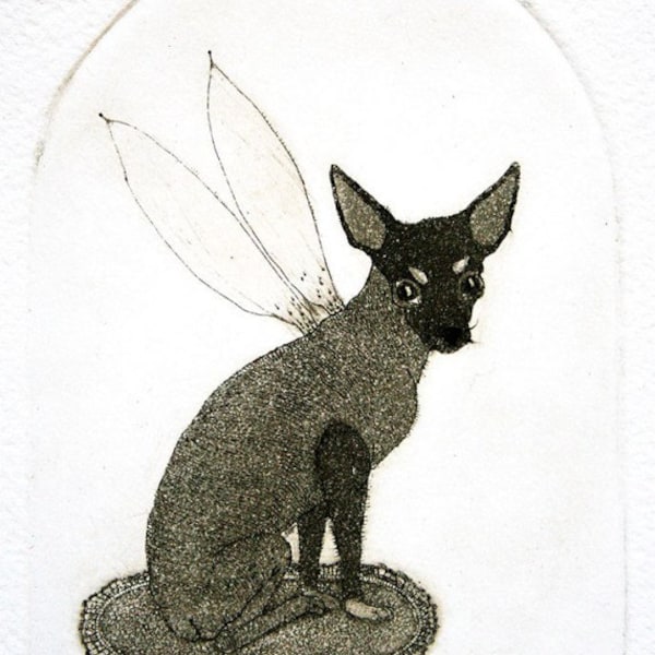 Etching - dog etching - dog art - printmaking - fine art etching - original etching - original art - 'Fabian'