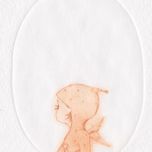 Etching - angel etching - angel art - printmaking - fine art etching - original etching - original art - &#39;Little Soul 2&#39;