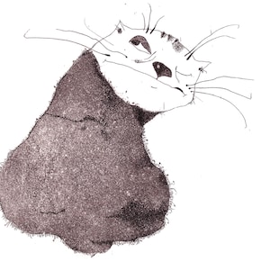 Etching - cat etching - cat art - printmaking - fine art etching - original etching - original art - &#39;Oleg&#39;
