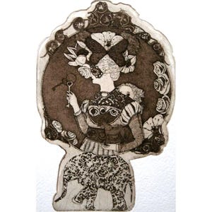 Etching / limited edition original etching (printmaking / graphic art) / original print / original art / woman etching - &#39;Wandering Lady&#39;