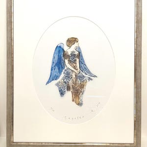 Etching - woman etching - angel etching - angel art - printmaking - fine art etching - original etching - original art - &#39;Angel&#39;