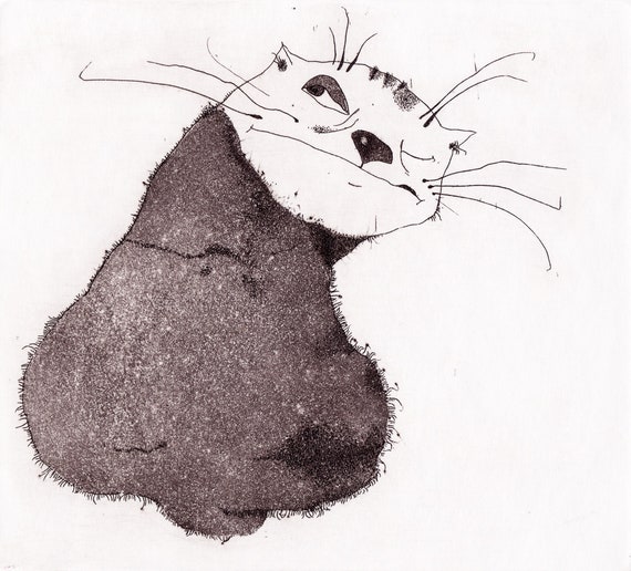Etching cat etching cat art printmaking fine art etching