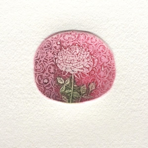 Gravure petite rose petite miniature d'art floral imprimé à la main