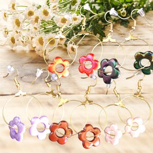 Flower hoop earrings