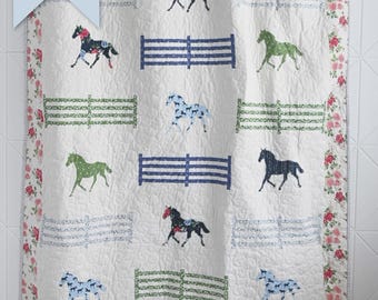 Quilt Pattern, Bluegrass Sampler Quilt, Country Rustic, Fat Quarter Friendly, Equestrian Quilt, Horses, Melissa Mortenson, PATTERN ONLY