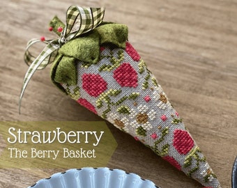 Cross Stitch Pattern, Strawberry, The Berry Basket, Pin Cushion, Farmhouse Decor, Country, Hands On Design, PATTERN ONLY