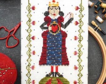 Counted Cross Stitch Pattern, Queen of Thread, Personalize, Tomato Pincushion, Flower Motifs Border, Lindy Stitches, PATTERN ONLY