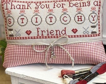 PRE-Order, Counted Cross Stitch Pattern, Stitchy Friend, Pillow Ornament, Bowl Filler, Sewing Notions Motifs, Textilly Crafts, PATTERN ONLY