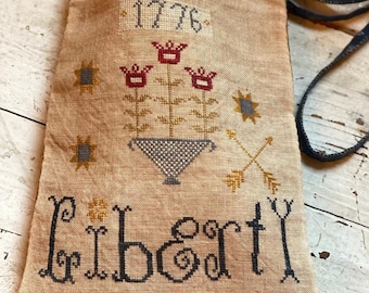 Counted Cross Stitch Pattern,  Liberty Sewing Pouch, Rustic Primitive, Arrows, Motifs, Stacy Nash Designs, PATTERN ONLY