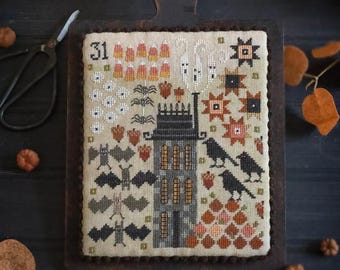 PRE-Order, Cross Stitch Pattern, Charbooterie Board, Halloween Decor, Crows, Bats, Candy Corn, Plum Street Samplers, PATTERN ONLY