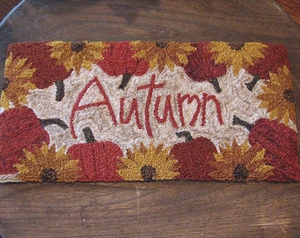 Punch Needle Pattern, Autumn, Primitive Decor, Pumpkins, Sunflowers, Fall Decor, Country Rustic, The Old Tattered Flag, PATTERN ONLY