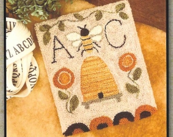 Punch Needle Pattern, Bee Garden, Country Decor, Bee Skep, Sampler, Posies, Summer Decor, Garden, Little House Needleworks, PATTERN ONLY