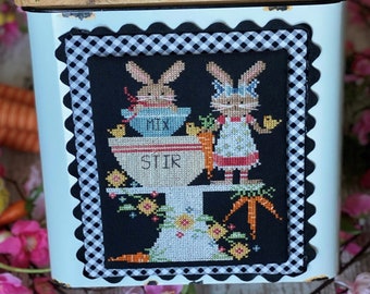 Counted Cross Stitch Pattern, Bunny Bakery, Easter Bunny, Chicks, Carrots, Stitching with the Housewives, PATTERN ONLY