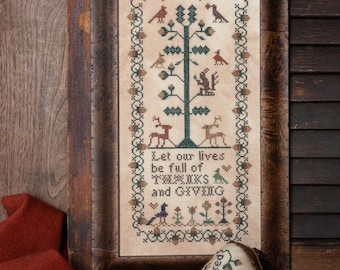 Cross Stitch Pattern, Thanks and Giving, Pillow, Bowl Fillers, Autumn Decor, Thanksgiving Decor, Erica Michaels, PATTERN ONLY