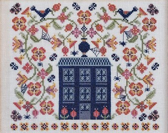 Cross Stitch Pattern, Flowers and Friends, Flower Motifs, Saltbox House, Spring Decor, Liz Mathews, Hello From Liz, PATTERN ONLY