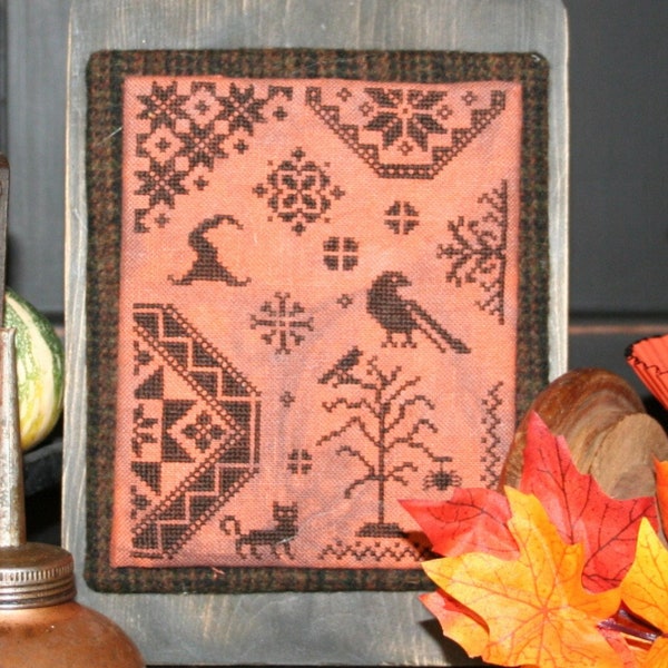 Counted Cross Stitch Pattern, Quaker Halloween Ditty, Halloween Decor, Crow, Cat, Sugar Maple Designs, Southern Stitchers Co., PATTERN ONLY