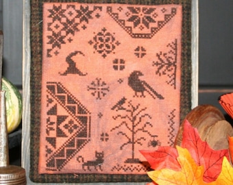 Counted Cross Stitch Pattern, Quaker Halloween Ditty, Halloween Decor, Crow, Cat, Southern Stitchers Co., Sugar Maple Designs, PATTERN ONLY