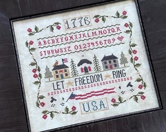 Counted Cross Stitch Pattern, Let Freedom Ring, Patriotic, American Flag, Americana, Patriotic Decor, Finally A Farmgirl, PATTERN ONLY