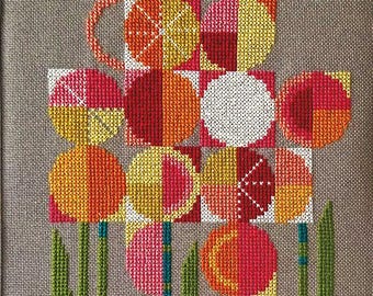 Counted Cross Stitch Pattern, Facing the Sun, Tuck Pillow, Flower Motifs, Summer Decor, Garden Decor, Robin Pickens, Pattern ONLY