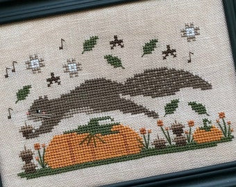 Counted Cross Stitch Pattern, Music in the Woodlands, Autumn Decor, Pillow Ornament, Bowl Filler, Stitches by Ethel, PATTERN ONLY