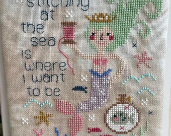 Counted Cross Stitch Pattern, Stitching at the Sea, Ocean Life, Beach Decor, Mermaids, Crab, Emily Call Stitching, PATTERN ONLY