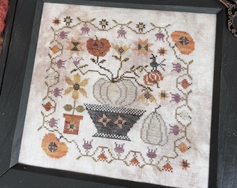 Counted Cross Stitch Pattern, There's Always a Jack in the Patch, Autumn Decor, Flowers, Pansy Patch Quilts and Stitchery, PATTERN ONLY