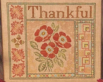Counted Cross Stitch Pattern, Thankful, Bowl Filler, Autumn Decor, Pillow Ornament, Thanksgiving Decor, Wildflower Stitching, PATTERN ONLY