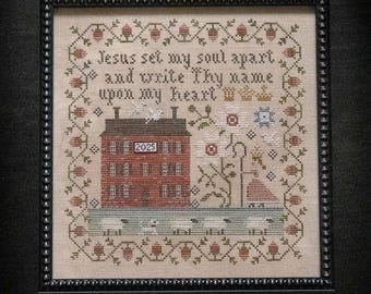 PRE-Order, Counted Cross Stitch Pattern, Upon My Heart, Inspirational, Hymn, Plum Street Samplers, PATTERN Only
