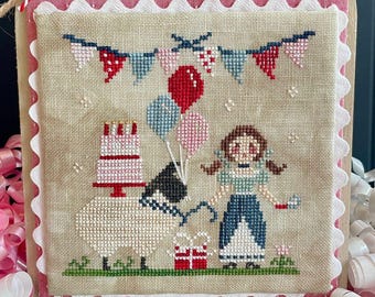 PRE-Order, Counted Cross Stitch, Make A Wish Ewe, Girl, Bowl Filler, Pillow, Celebrate Ewe, Annie Turner, The Proper Stitcher, PATTERN ONLY