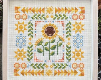 Counted Cross Stitch Pattern, Sweater Weather: Summer Sunflower, Summer Decor, Summer Sampler, Sunflowers, Robin Pickens, PATTERN ONLY