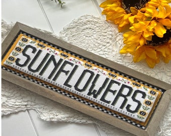 Counted Cross Stitch Pattern, Sunflowers, Word Swap, Stitching Decor, Word Play, Stitching with the Housewives, PATTERN ONLY