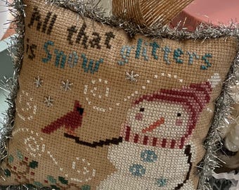 PRE-Order, Counted Cross Stitch Pattern, All That Glitters, Snowman, Winter Decor, Cardinal, Annie Beez, PATTERN ONLY