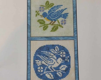 Counted Cross Stitch Pattern, Bluebirds, Pillow Ornament, Bowl Filler, Pillow Ornaments, Pin Keeps, Arlene Cohen, Works by ABC, PATTERN ONLY