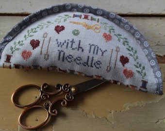 Counted Cross Stitch Pattern, Little Dumpling Travelbag, Sewing Notion, Hearts, Scissors, Needles, Spools, Thread, Thistles, PATTERN ONLY