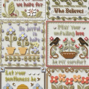 Counted Cross Stitch Pattern, Inspirational Scriptures, Bee Skep, Butterflies, Crows, Scripture, Little House Needlework, PATTERN ONLY