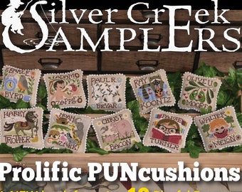 Counted Cross Stitch Pattern, Prolific PUNCushions, Pillow Ornaments, Bowl Fillers, Pinkeeps, Silver Creek Samplers, PATTERN ONLY