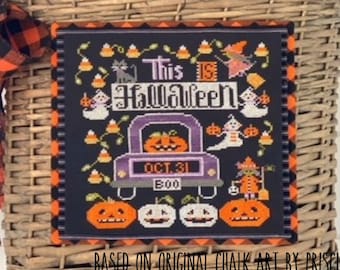 Counted Cross Stitch Pattern, This is Halloween, Ghosts, Pumpkins, Halloween, Witches, Bats, Stitching Housewives, PATTERN ONLY