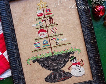 Counted Cross Stitch Pattern, Christmas Feather Tree, Christmas Decor, Christmas Motifs, Pillow Ornament, Little Robin Designs, PATTERN ONLY