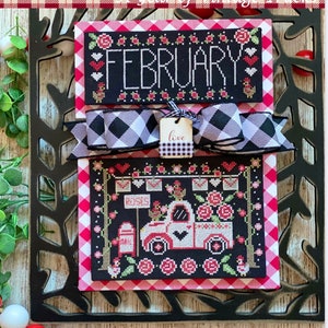 Counted Cross Stitch Pattern, Truckin&#39; Along, February, Vintage Truck, Valentine Day, Stitching with the Housewives, PATTERN ONLY