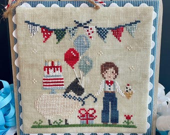 PRE-Order, Counted Cross Stitch, Make A Wish Ewe, Boy, Pillow, Bowl Filler, Celebrate Ewe, Annie Turner, The Proper Stitcher, PATTERN ONLY