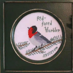 Counted Cross Stitch Pattern, Red-Faced Warbler, Bird Crush Club, Pillow Ornament, Woodland Bird, Lindy Stitches, PATTERN ONLY