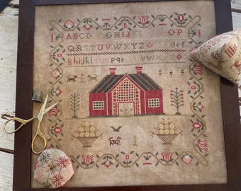 Counted Cross Stitch Pattern, Rose Hill Farm Sampler, Alphabet Sampler, Floral Motifs Border, Stacy Nash Designs, PATTERN ONLY