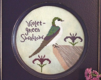 Counted Cross Stitch Pattern, Violet-Green Swallow, Bird Crush Club, Pillow Ornament, Woodland Bird, Lindy Stitches, PATTERN ONLY