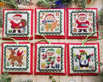 Counted Cross Stitch Pattern, Christmas Littles, Christmas Decor, Santa, Reindeer, Mrs. Claus, Waxing Moon Designs, PATTERN ONLY